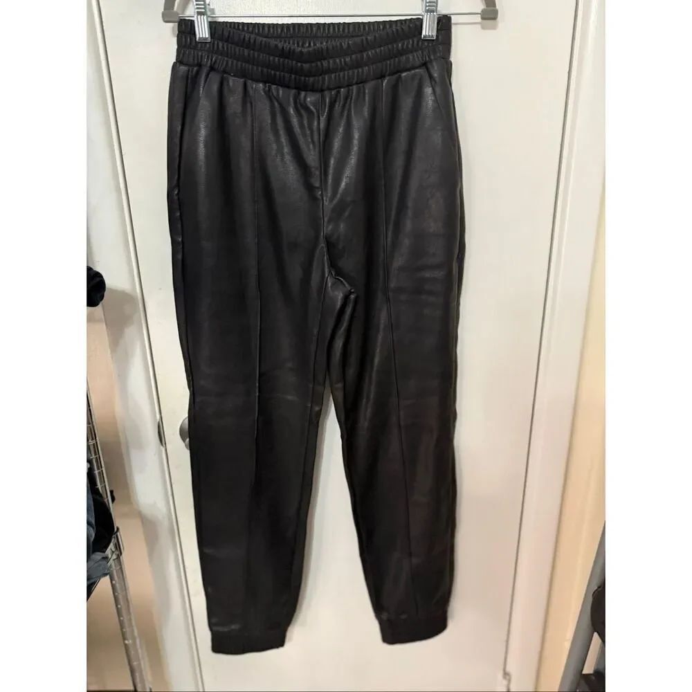 LNA Clothing Faux Leather Pants Black joggers Pants SZ S